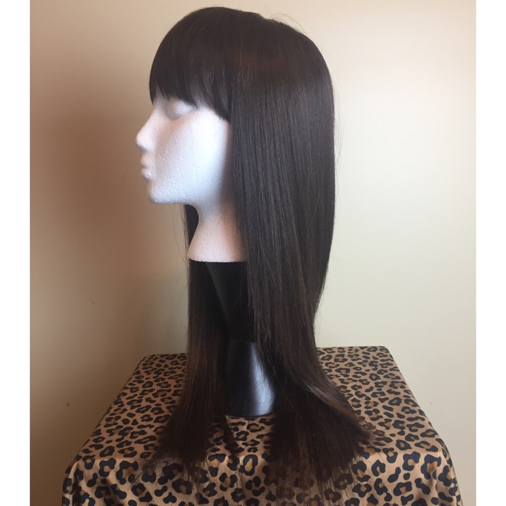 Dark Brown Synthetic Wig With Bangs
